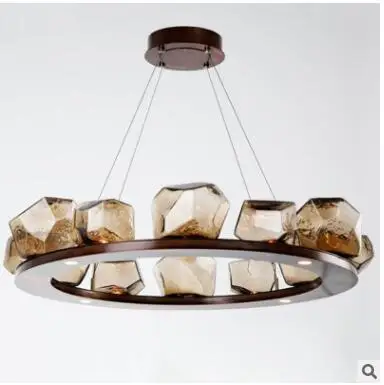 Led пост современная стеклянная каменная лампа гостиная спальня столовая люстра