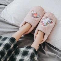 cotton slippers female bag with winter home indoor thick soled warm unicorn cotton shoes plush padded slippers autumn and winter
