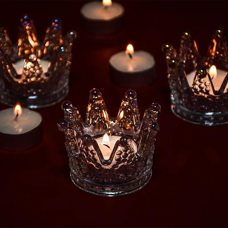 

Mini Crown Ring Holder Candlestick God Ashtray Glass Wax Holder Candle Holder Ornaments Ashtray for Women Jewelry Case Tip Gift