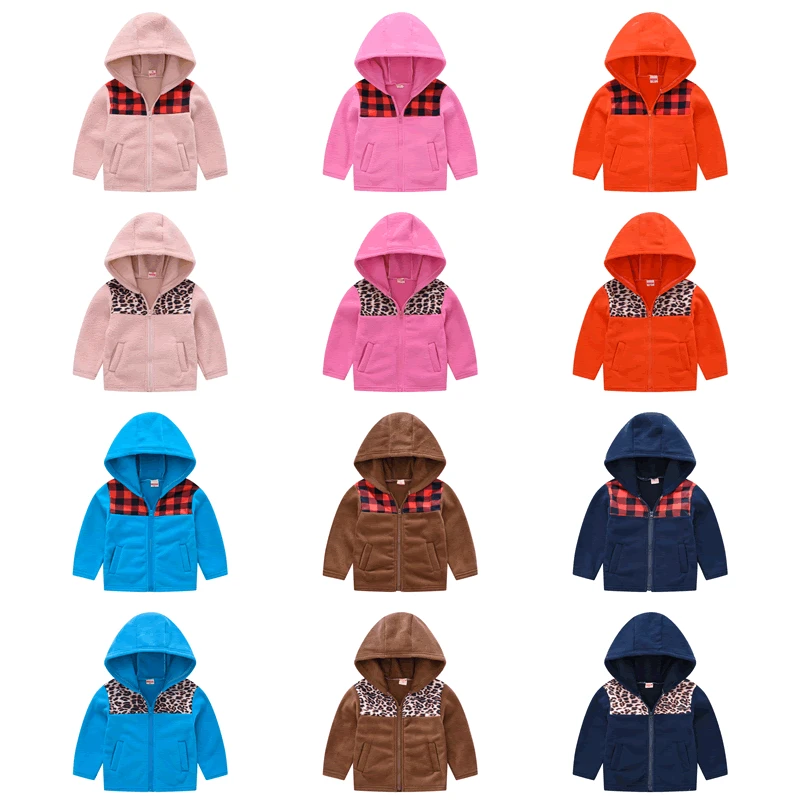 

fleece warm spring fall hooded boys girls jacket kids winter coat children's clothing