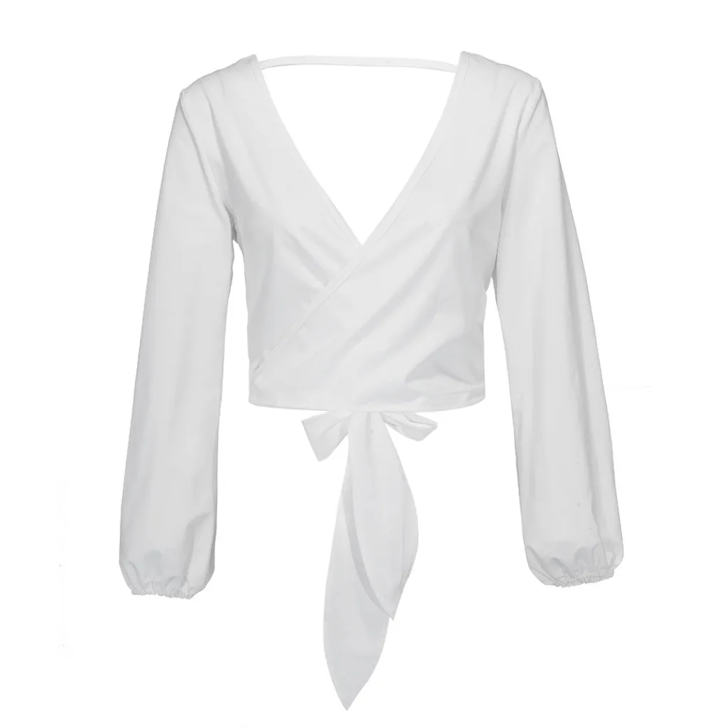 Футболка женская с бантом модный пикантный однотонный топ вырезами длинным