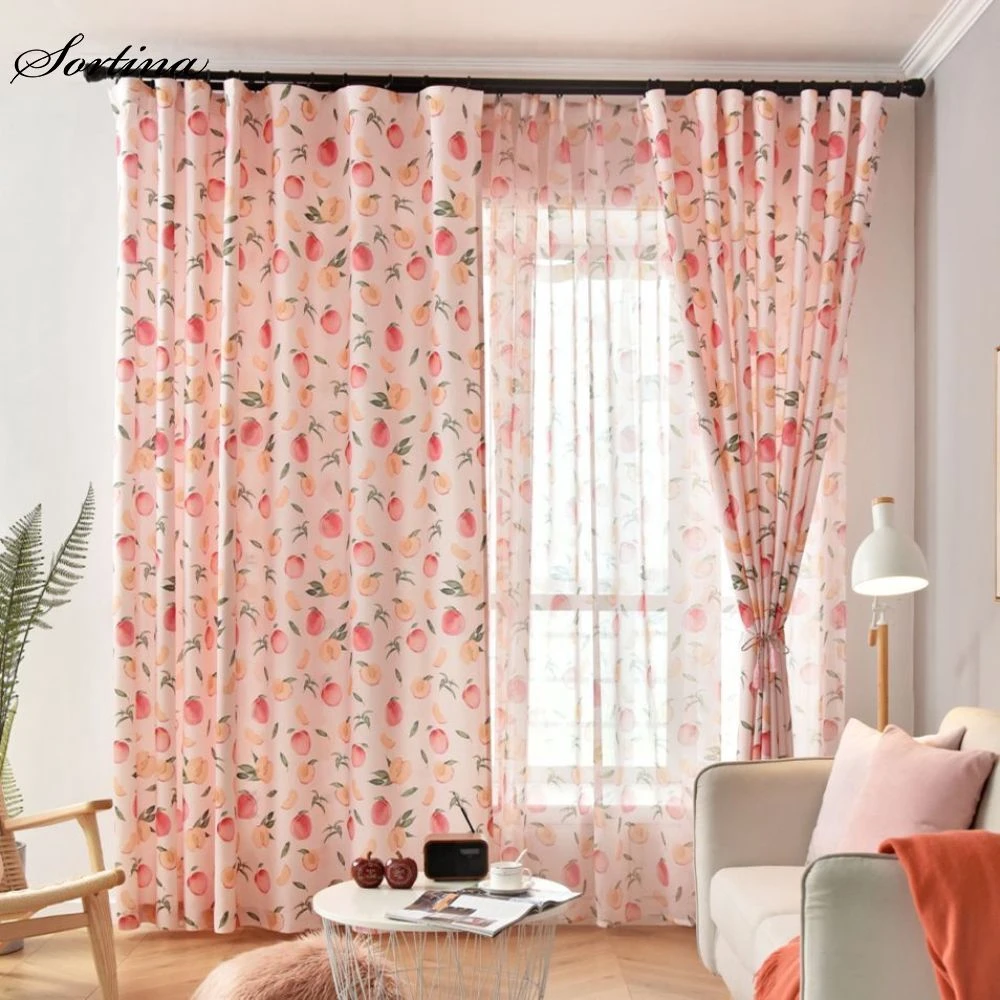 Шторы на окна в скандинавском стиле полузатемняющие персиковые розовые