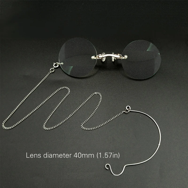 Очки антидревние, с круглыми линзами для близорукости или дальнозоркости, с серебристым зажимом для носа, с цепочкой, очки для оперы от AliExpress RU&CIS NEW