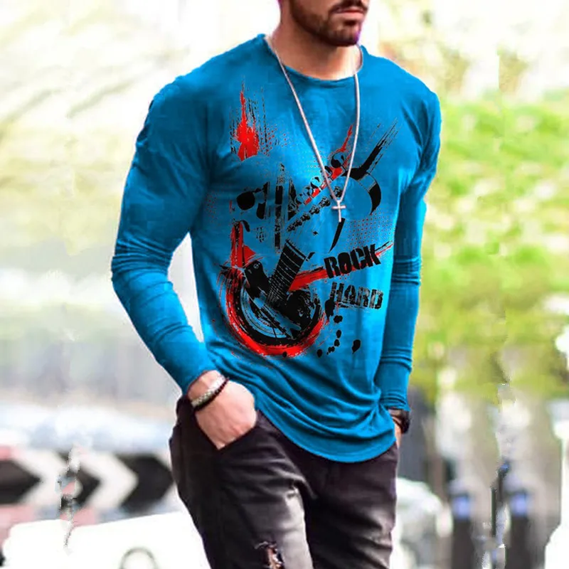 

2021 Autumn New Mens Oversized Vintage Long Sleeve T Shirts Fashion Harajuku Ethnic Printed O Collared Tshirts Camiseta Mujer