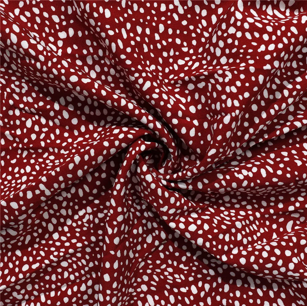 

New 2021 Women Summer Dress Short Puff Sleeve Plaid Dresses Loose Fashion Casual Dot Print Long Dress Boho Office Robe Vestidos