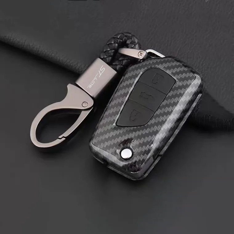 With Logo Key Ring Car Styling Leather and Metal Car Emblem Key Ring Keychain for Ford Focus ST line Mondeo