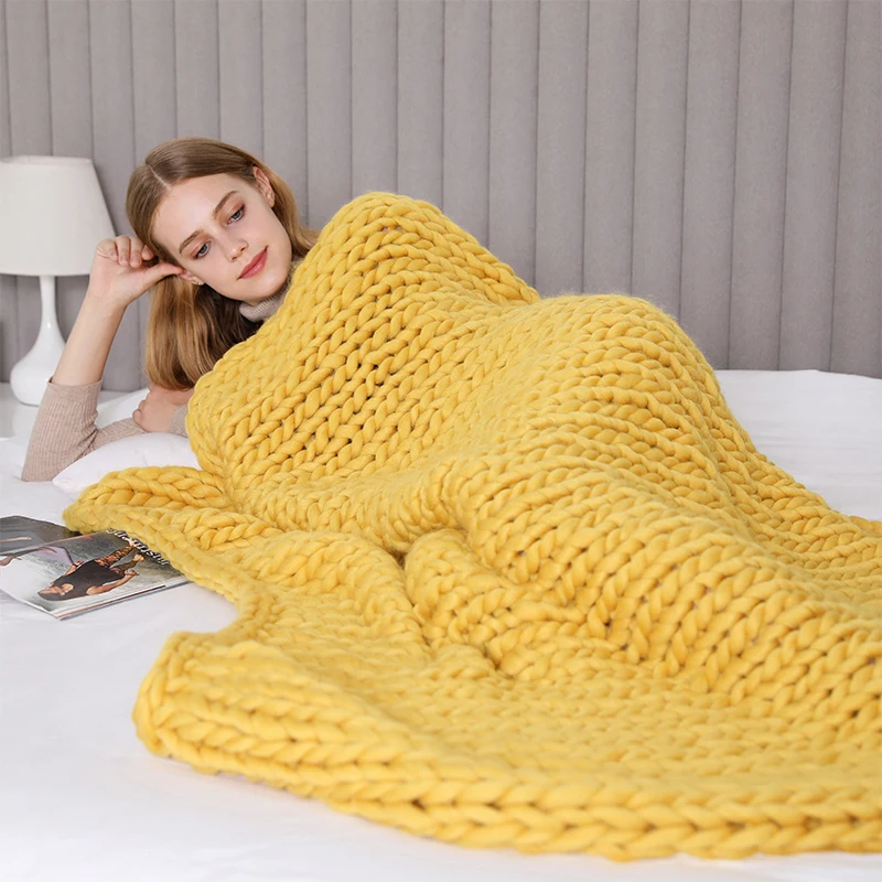 Большое мягкое одеяло крупной ручной вязки Пледы для зимы кровать диван самолет