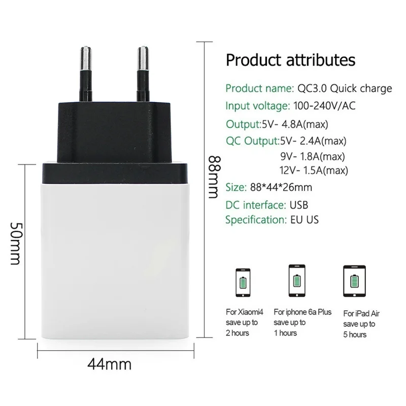 AC/DC Универсальный Мощность 5V адаптер переменного тока 2A 1-4Ports USB Мобильный телефон
