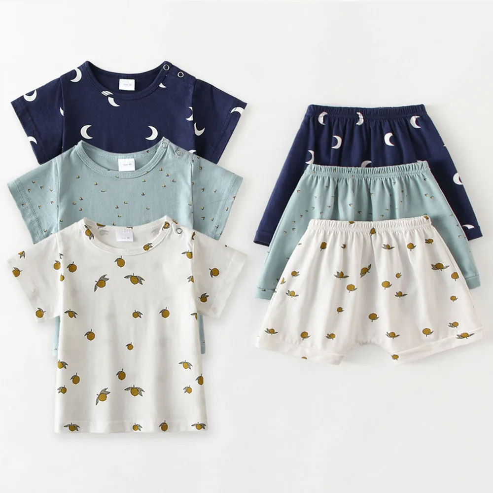 

T-shirt+PP Shorts Set Summer Kids Outfits Toddler Baby Boys Girls Cotton Tracksuit Clothes Baby Boy Clothing Sets Bebe Fashion