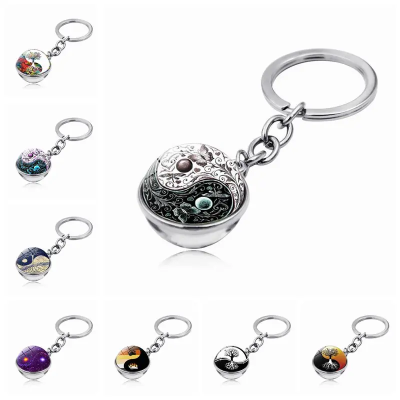 1 шт., модный брелок для ключей, в стиле Инь-Ян, Бабочка, тайцзи, для женщин