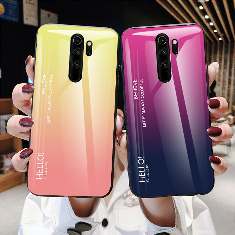 Чехол KEYSION с градиентным закаленным стеклом для Xiaomi Redmi Note 8 Pro 7 6 5 K20 мягкий