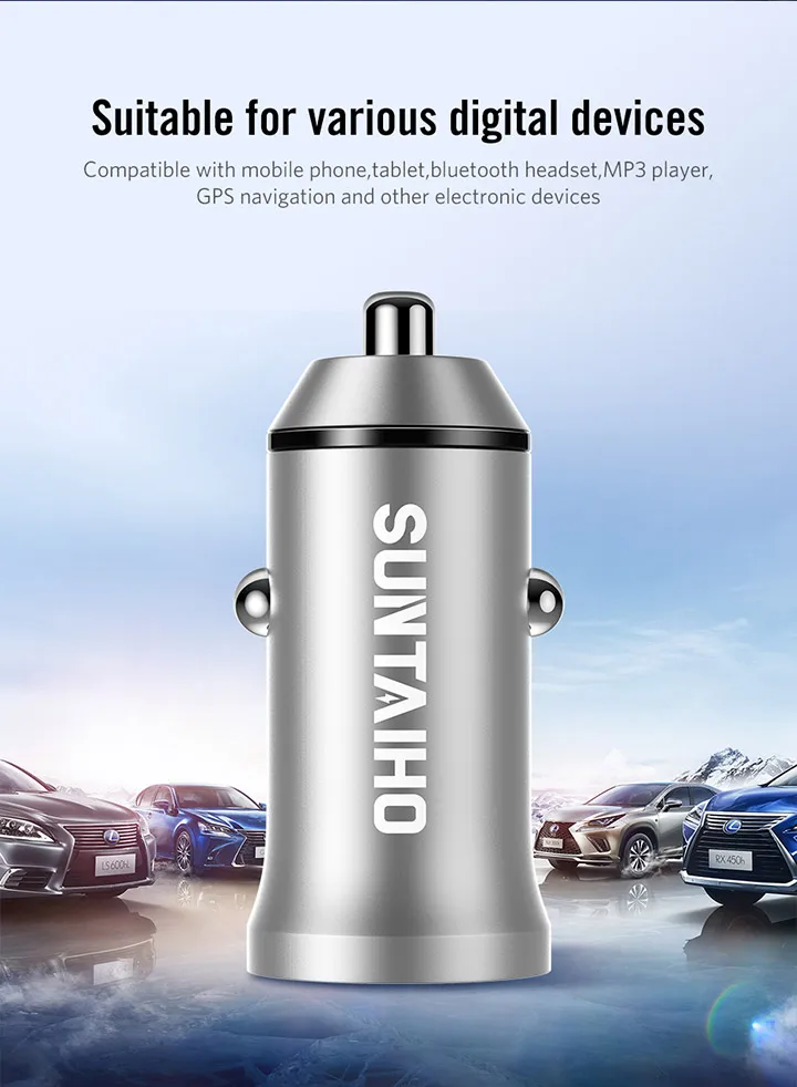 Suntaiho Mini 12-24 в двойной usb порт автомобильное зарядное устройство Быстрая зарядка мобильного телефона автомобильное зарядное устройство для Iphone 7 7 plus SE для samsung S6 S5