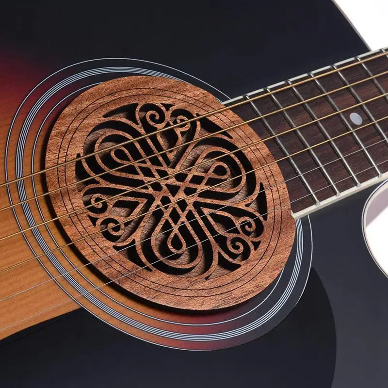 

Guitar Wooden Soundhole Sound Hole Cover Block Feedback Buffer Mahogany Wood for EQ Acoustic Folk Guitars