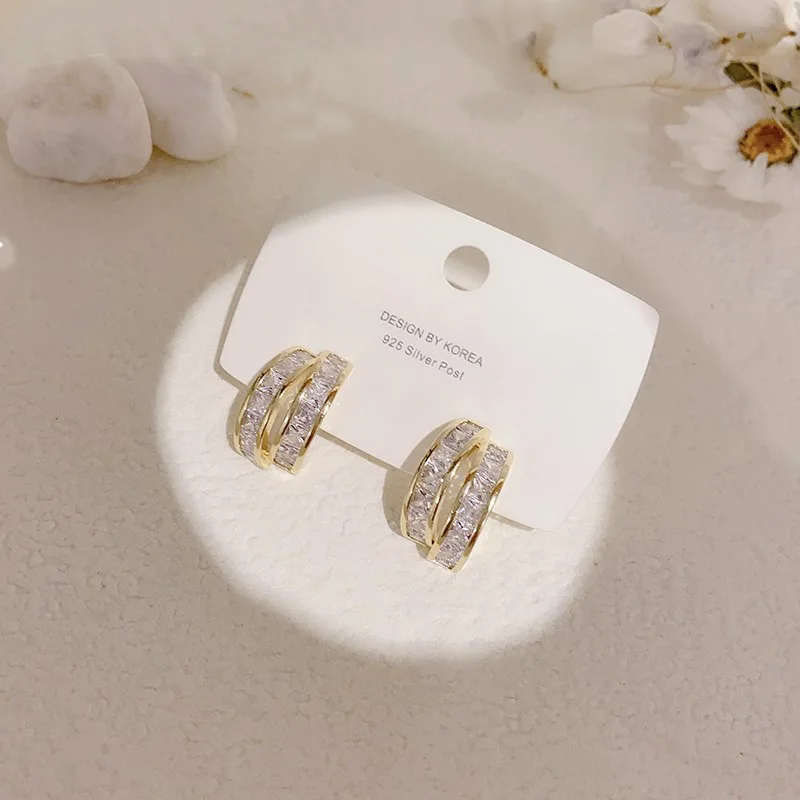 

Zircon Earrings Charm Unique Korean Fashion Jewelry For Women Girls Brincos Pendant Party Gifts Wholesale S925 Pin