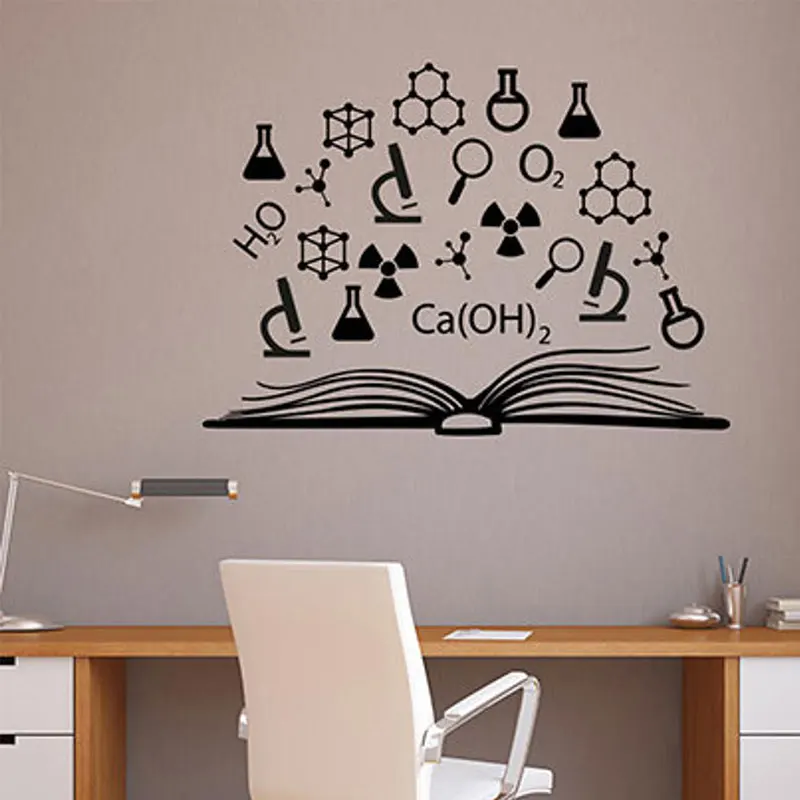 

Book Education Wall Stickers Study Learn Knowledge Science Chemistry Vinyl Wall Decals Art Home Decor Reading Room School A682
