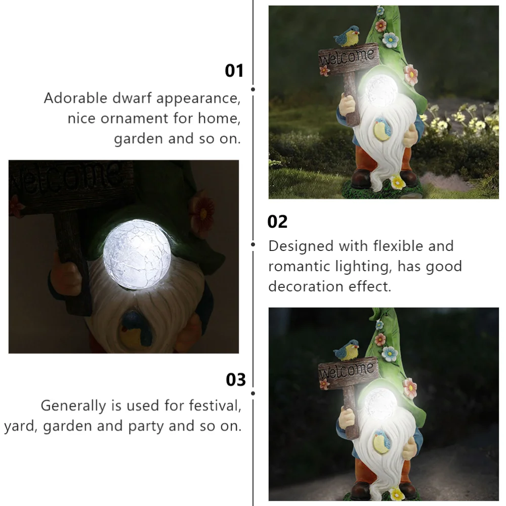 

1pc Solar Power Garden Decoration Resin Dwarf Garden Landscape Lamp (Assorted Color)