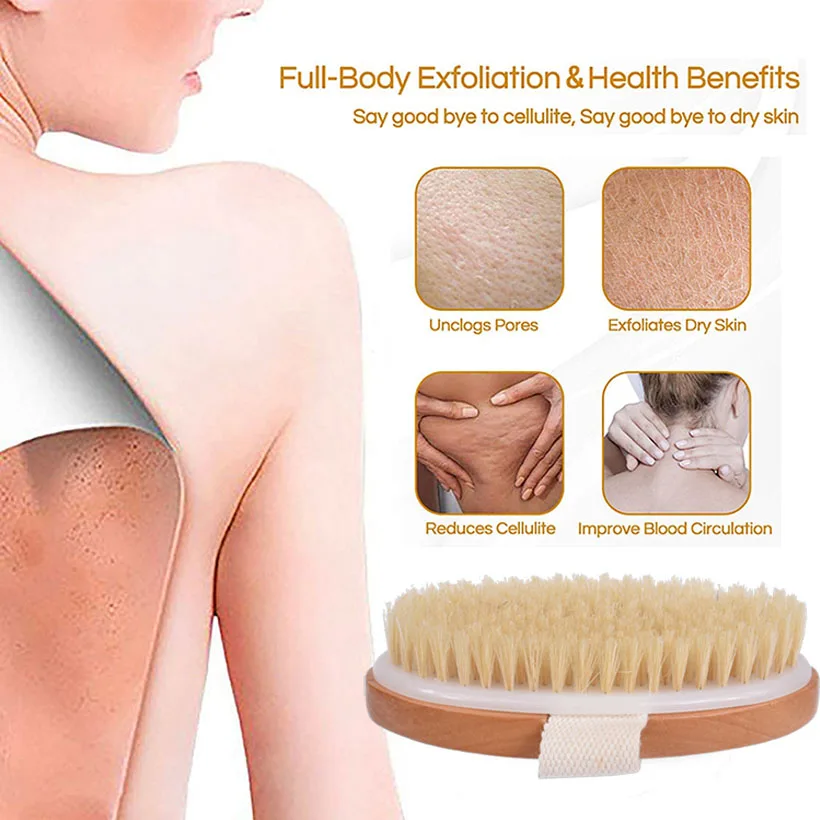 

New Product 2-Piece Bath Brush Curved Handle Boar Bristles Massage Body Scrub Bath Brush Rubbing Lava Stone Toilet Cleaning Pad