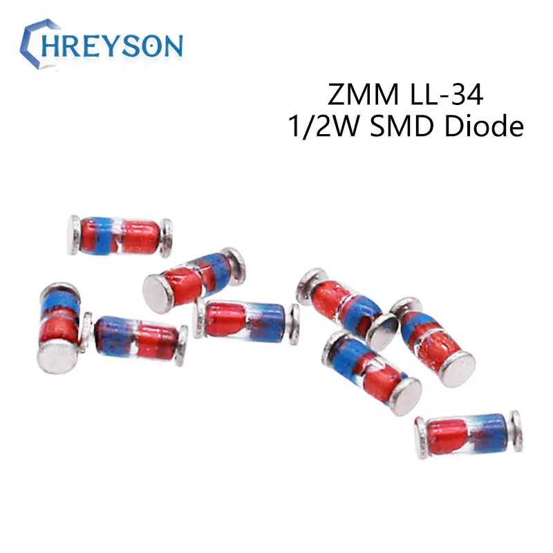 Диоды Зенера SMD 0,5 Вт, LL-34 ZMM16V ZMM18V ZMM20V ZMM22V ZMM24V ZMM27V 30V 33V 36V 39V 43V 47V 9,1 V 10V 11V 12V 13V 15V ZMM, 50 шт.