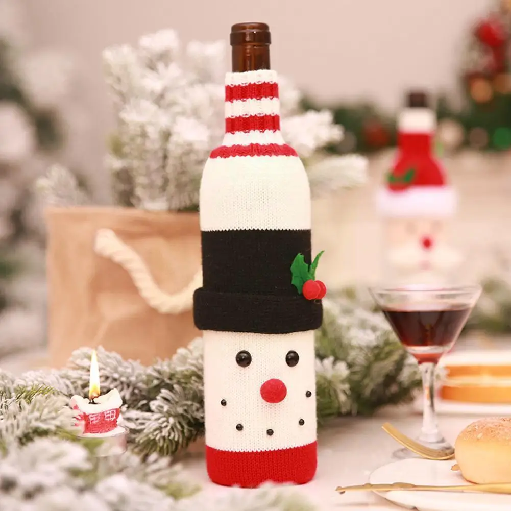 

Рождественский чехол для винной бутылки с Санта-Клаусом, семейное украшение для столовой вечеринки, украшение для дома на Рождество, украше...