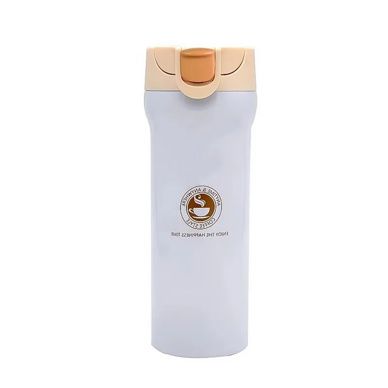 white Urijk 400/500 мл вакуумные термосы для автомобиля кофейные кружки двухслойные из нержавеющей стали Портативный стакан Термос Чашка термическая чашка - Цвет: white