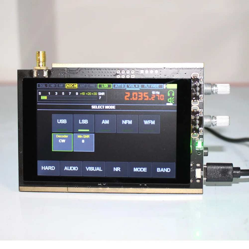 

50K-200 МГц 400-2000 МГц Малахитовый приемник SDR программное обеспечение радио DSP полный режим AM SSB NFM WFM треснувшая Версия аудио жесткий визуальный