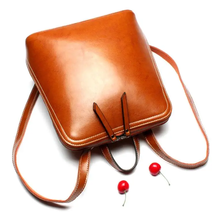 Модный женский рюкзак из натуральной кожи сумка через плечо карамельных цветов