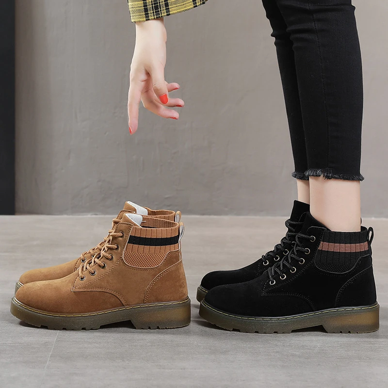 

Women's Snow Short Boots Warm Female Lady Casual Sports Socks Shoes Non-slip Increase Height Slim Martin boots