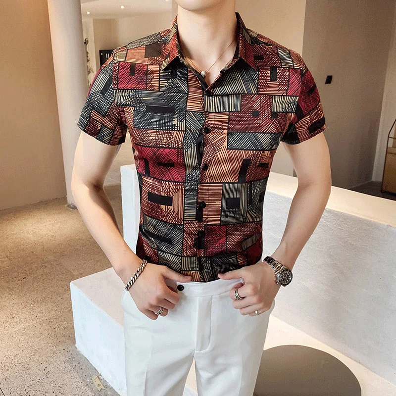 

2021 Summer Plaid Men Shirt Plus Size Short Sleeve Casual Slim Business Dress Shirts Chemise Homme Streetwear Camisa Masculina