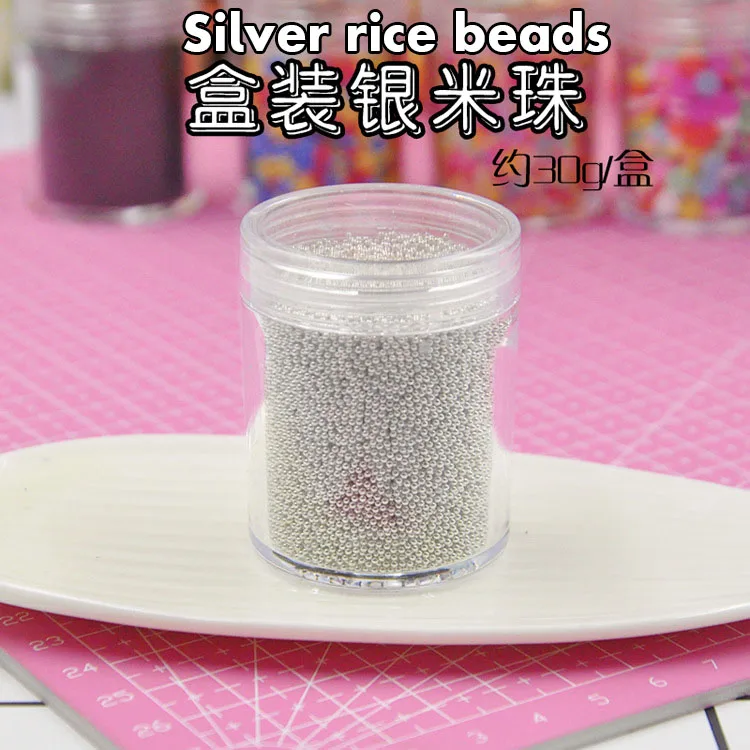 Silver rice beads Кристалл грязи слизи грязи блеск наполнитель для слизи украшения блестки DIY поставки грязи ювелирные изделия игрушки 14 видов материалов другие инструменты - Цвет: Silver rice beads