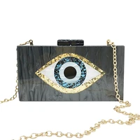 new fashion design clutch purse pearl black with evil eye handbags elegant lady acrylic evening bags party chain shoulder wallet