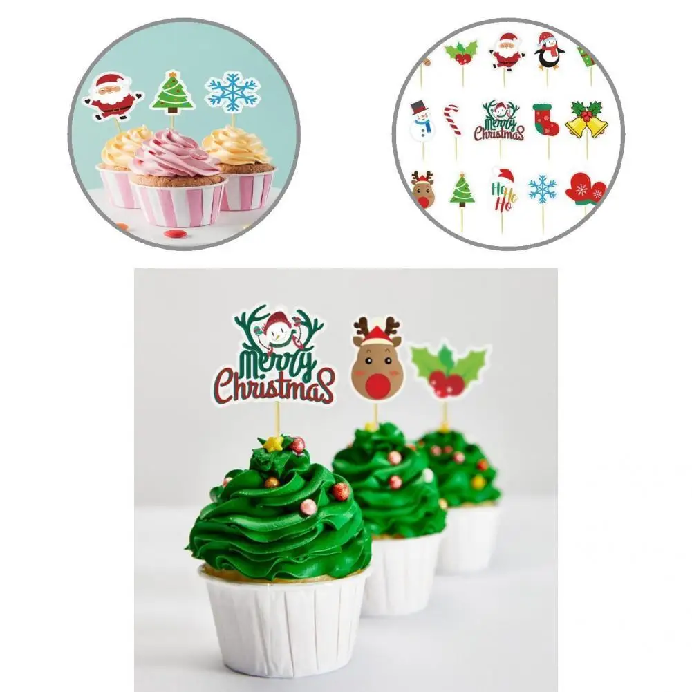 

15Pcs/Set Attractive Pastry Decor Christmas Style Visual Effect Portable Colorful Safe Pastry Decor