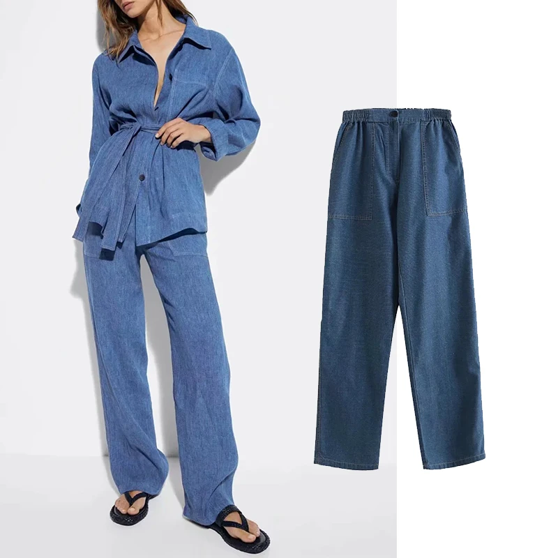 

Za Jeans Woman High Waist Summer 2021 Fashion Streetwear Wide Leg Fashion Faded Effect Seamless Hems Vintage Pants