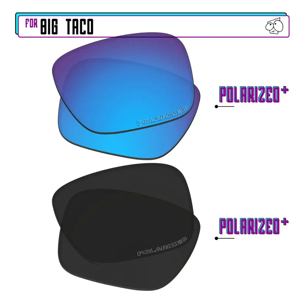 EZReplace Polarized Replacement Lenses for - Oakley Big Taco Sunglasses - BlackPPlus-BluePPlus