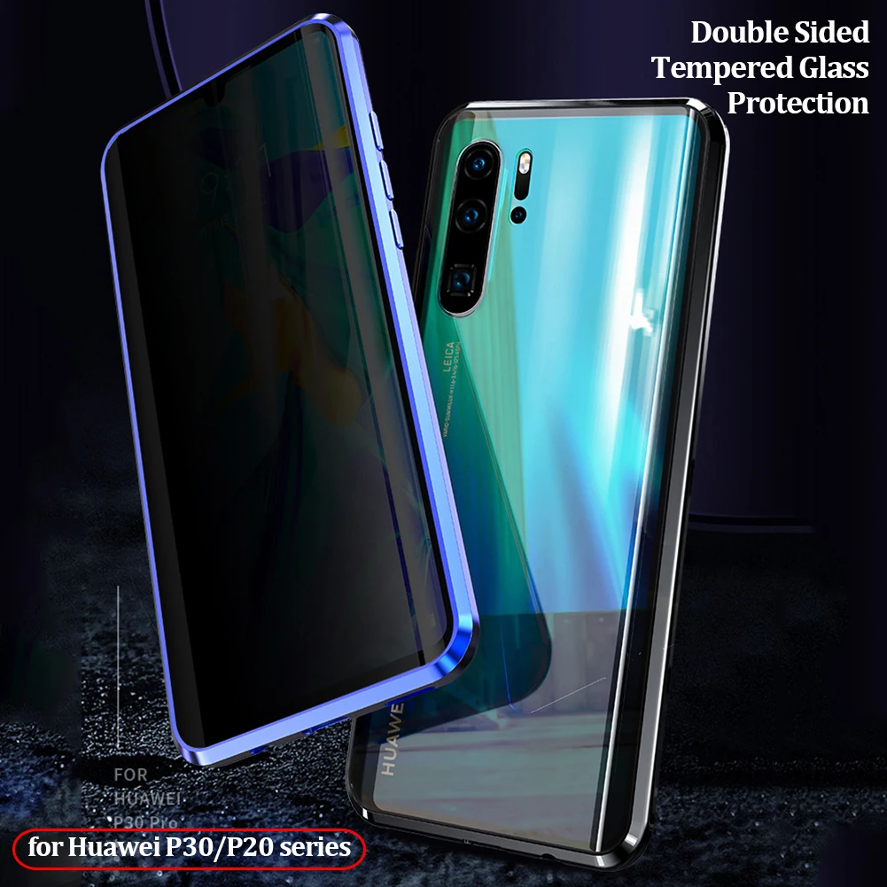 

P30 Pro Privacy Phone Case for Huawei P40 Lite P30 Cover Anti-Peeping Magnetic Tempered Glass Case for Huawei P40 Pro P30 Lite