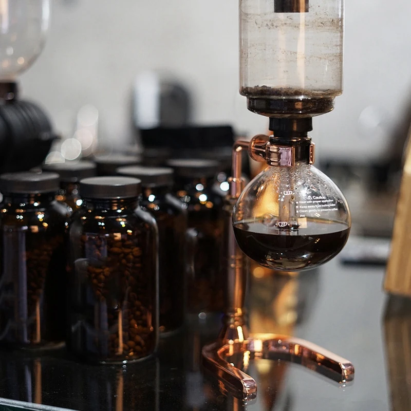 Japanese Style Siphon Coffee Maker Tea Pot Vacuum Coffeemaker Glass Type Machine Filter 3Cups Rose Gold | Дом и сад
