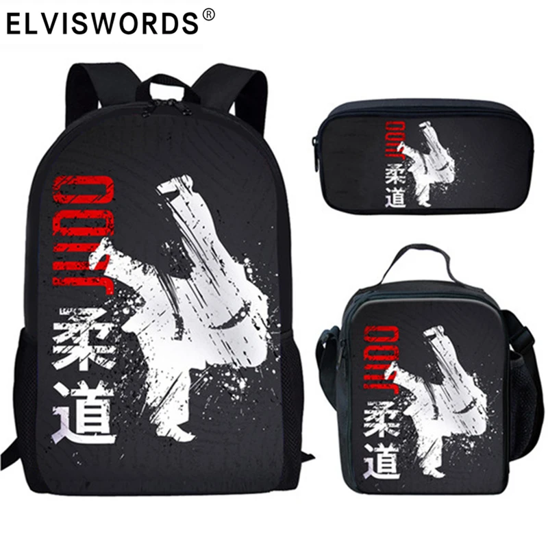 ELVISWORDS Judo Print School Bags 3Pcs/Set Large School Backpack For Teenager Girls Boys Satchels Kids Book Bags Mochila Escolar