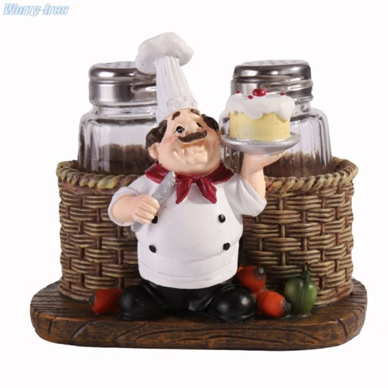 Милая Статуэтка шеф-повара подставка для соли и перца кухонные украшения