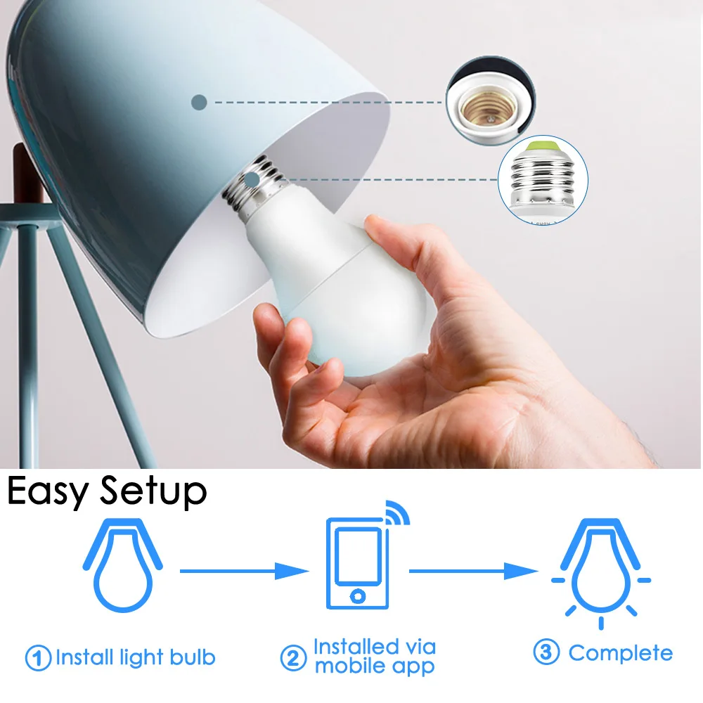 

Wifi LED Smart Light Bulb E2715W AC85-265V Remote Control Lampadina Led Desk Lamp Work with Alexa Echo Google Home Assistant