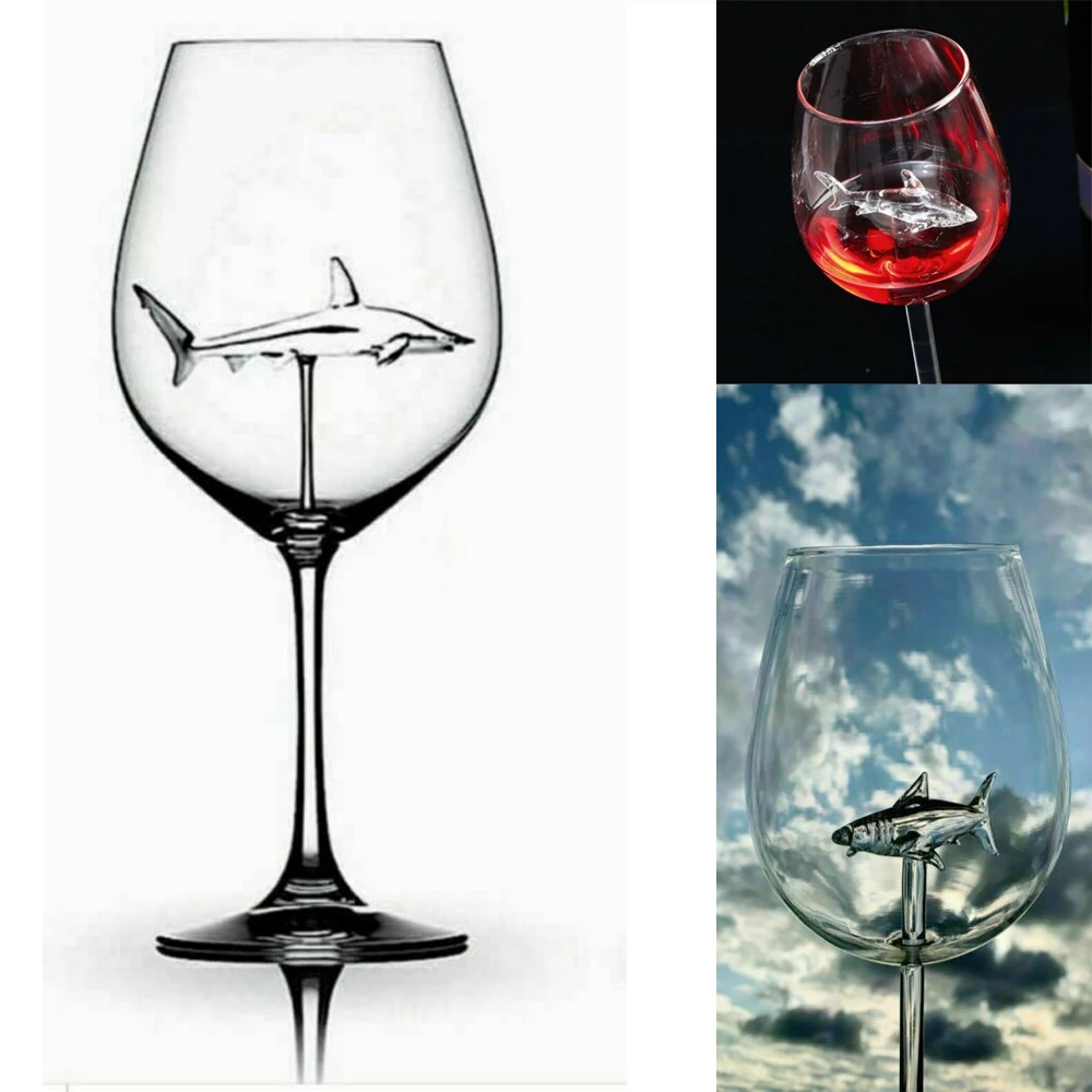 Новый дизайн бокал для красного вина встроенный в виде акулы Хрустальное стекло