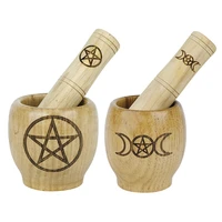 witch magic herbs bamboo wood mortar and pestle set with masher for pepper garlic herb spice pound medicine