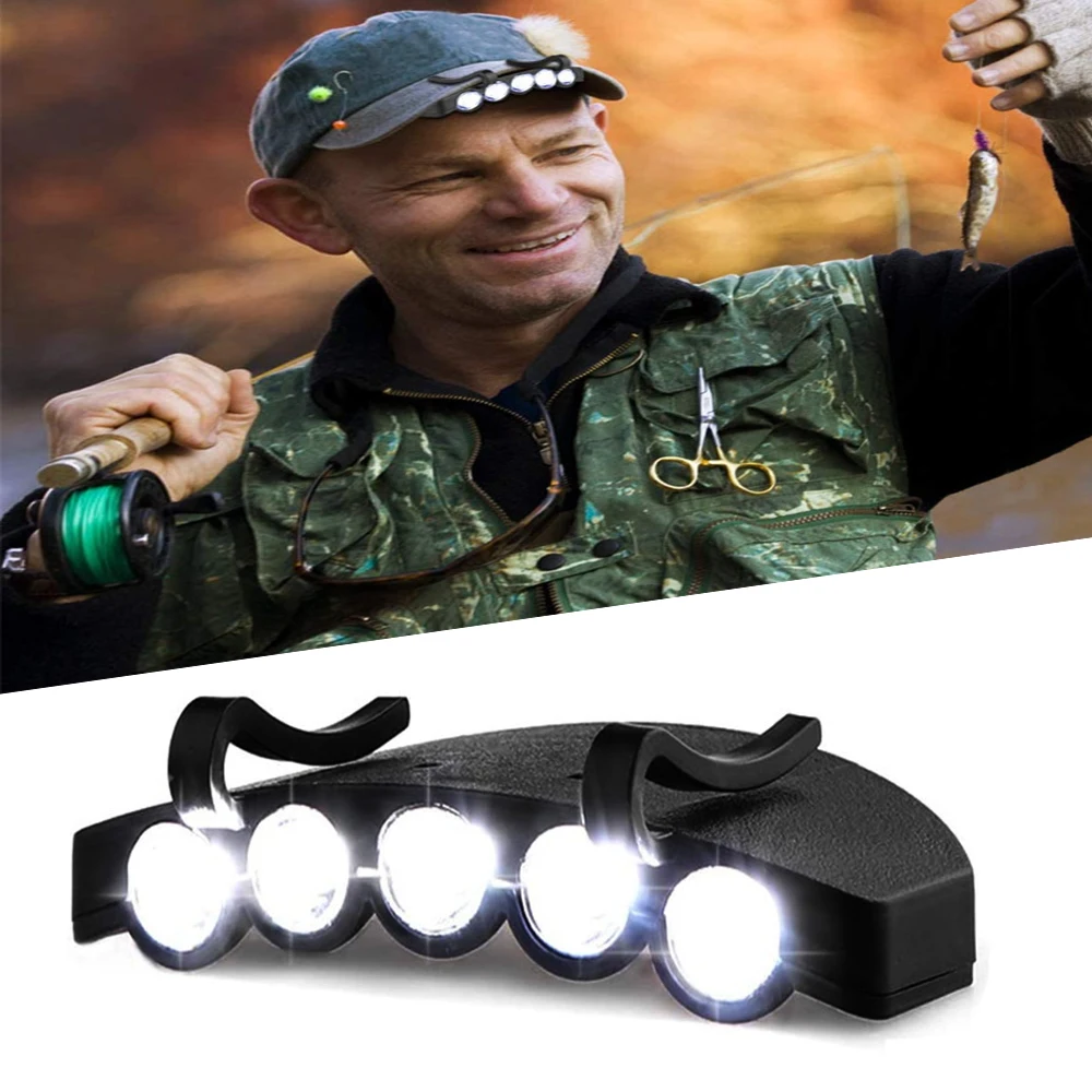 

Fishing Headlamp Clip-on 5 Leds Head Cap Hat Light Head Torch Head Lamp Flashlight For Fishing Camp Hunting Outdoor Lighting