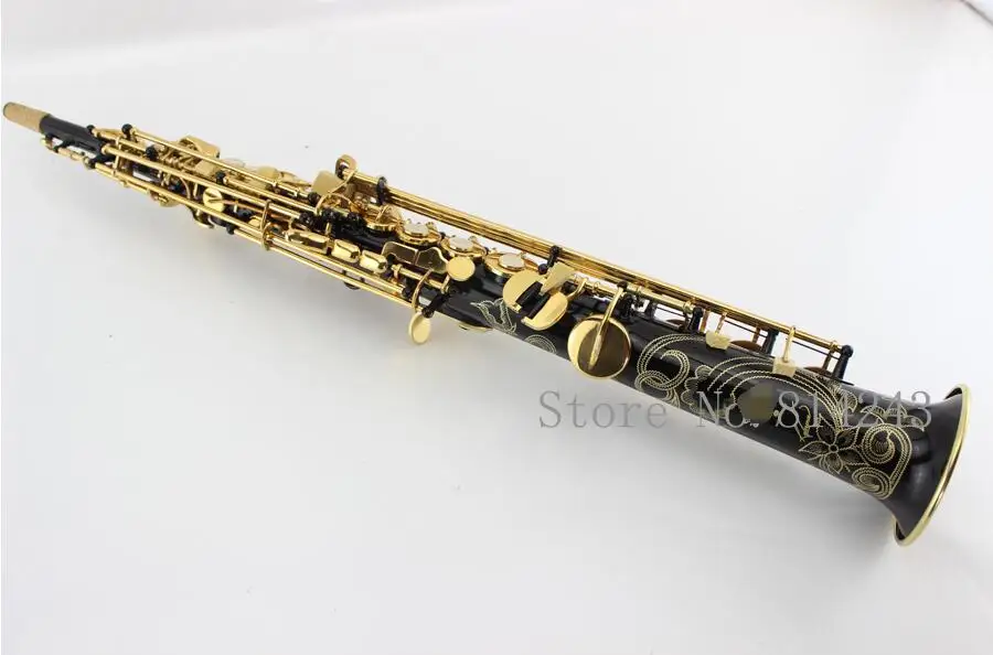 MARGEWATE сопрано саксофон черный никель Золото B плоский Sax роскошная резьба с