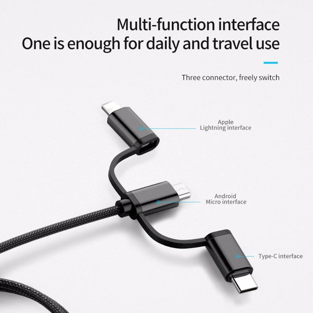 USB кабель ORICO 3 в 1 Micro Charge Type C для iPhone X 7 8 Plus IOS Xiaomi Huawei Samsung кабели быстрой