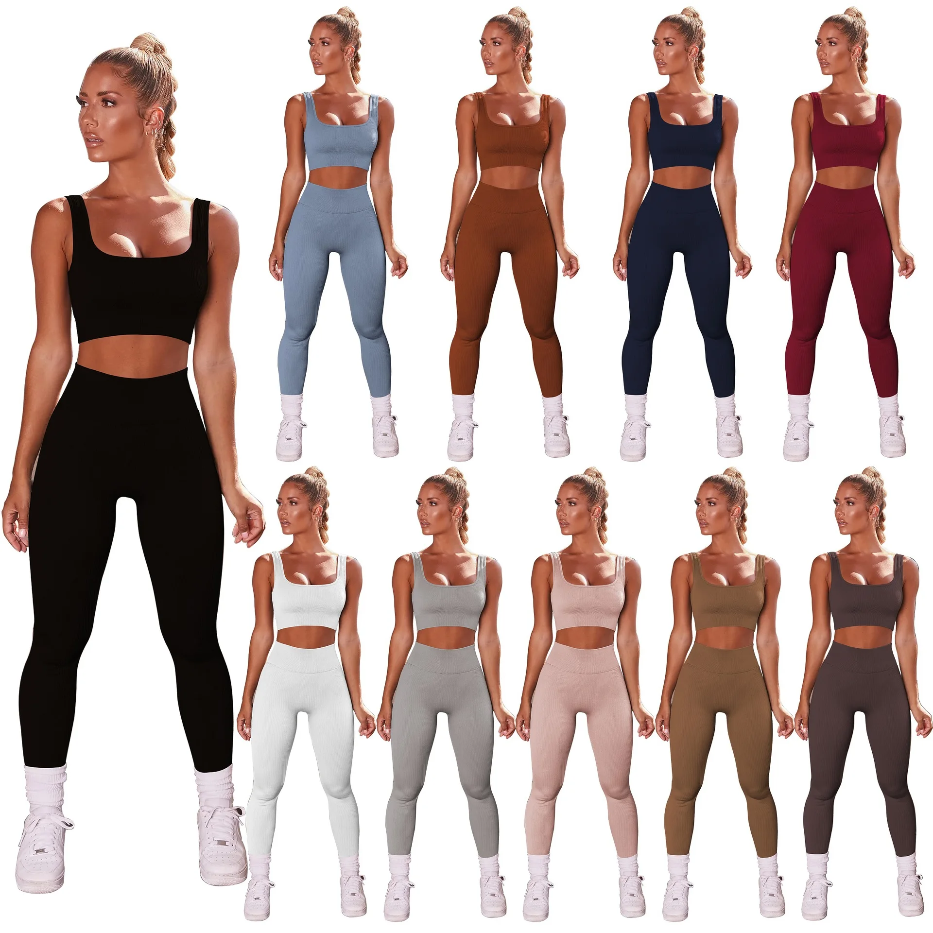 

2021 summer new sexy sports two-piece high elastic