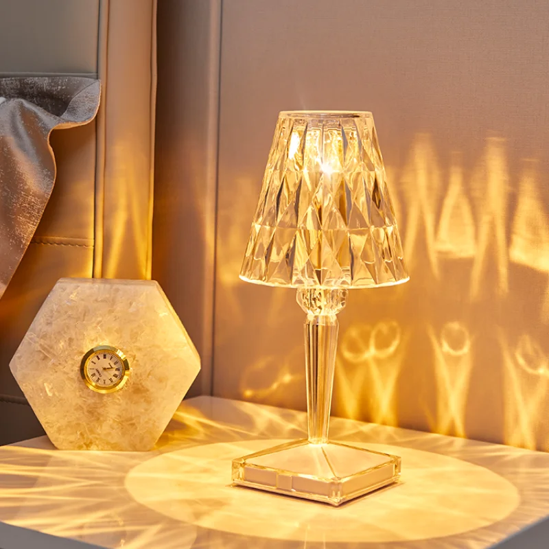 

Перезаряжаемый ночник с USB, настольная лампа с кристаллами и бриллиантами, настольная лампа для гостиной, роскошный Европейский сенсорный в...