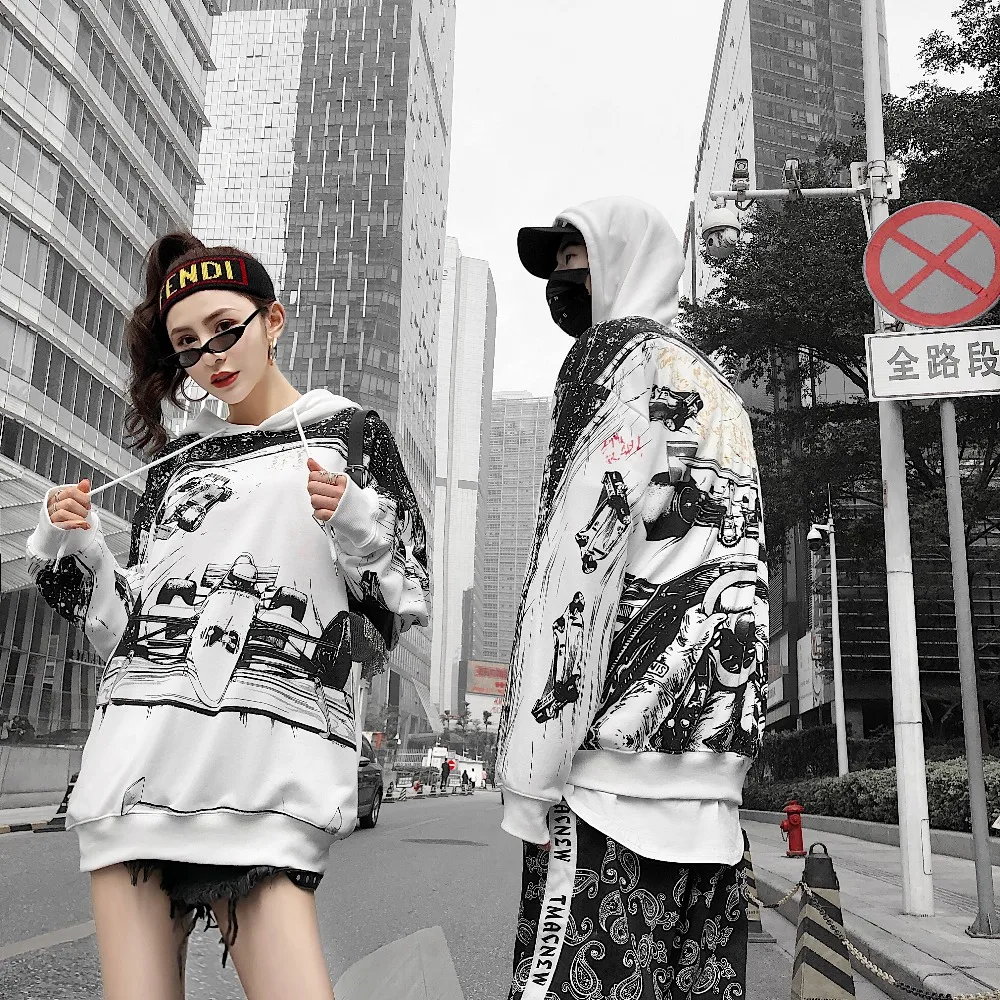 Модные толстовки с принтом картинг мужская одежда мужские хип хоп Уличная