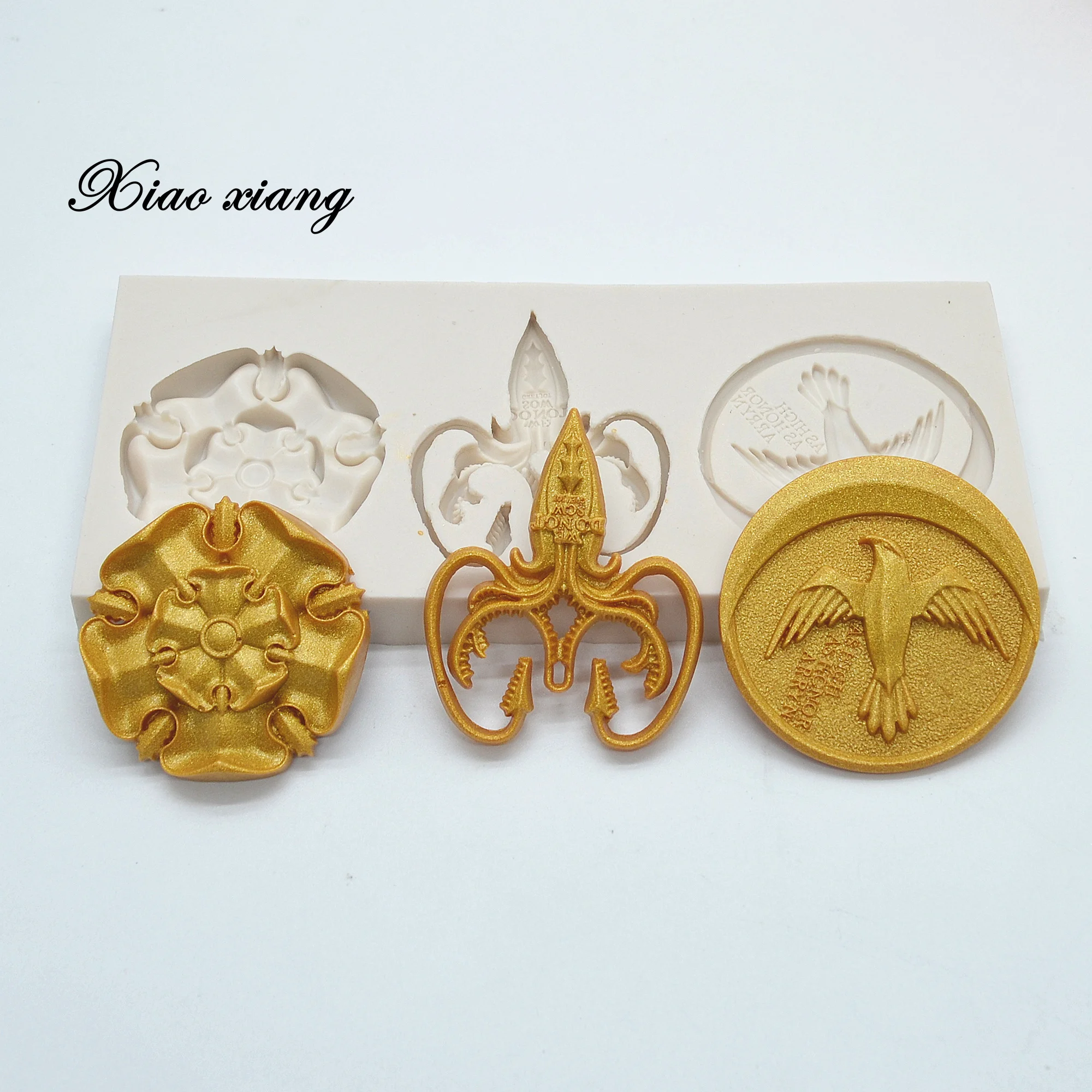 Силиконовая форма в виде птицы и баннера для рукоделия шоколадной мастики