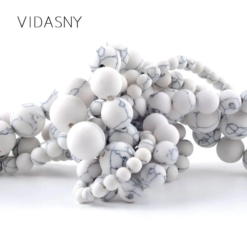 Круглые матовые бусины Howlite для рукоделия из полированного камня изготовления