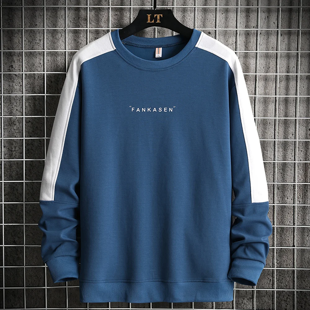 

Men High Street Fashion Clothing Fall Pullovers Men Tops Harajuku Sweatshirts Men Autumn Clothes Long Sleeve Shirts Side Stripe