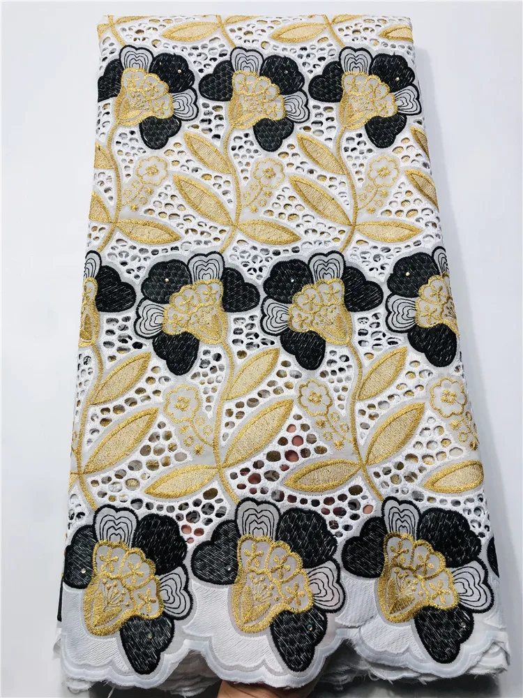 Высокое качество желтое золото вышивка кружевная ткань швейцарская вуаль новый